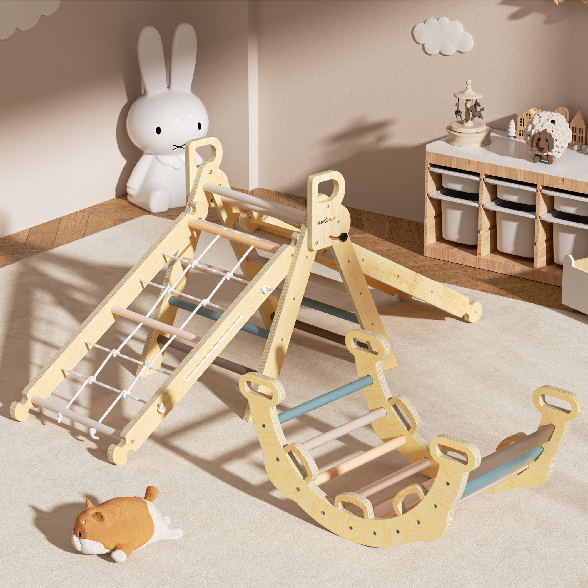 Aurora- BlueWood® 2024 Escalera de cuerda Pikler Triángulo Set *Morandi